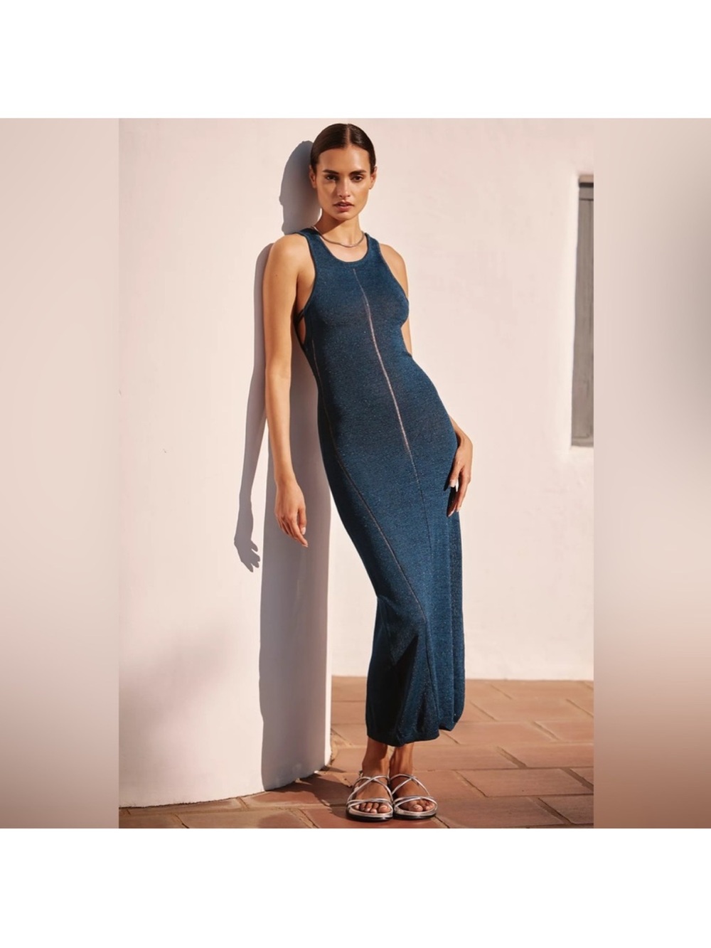 NWT Celandine - Anthropologie  Navy Midi Dress with Racerback Detail